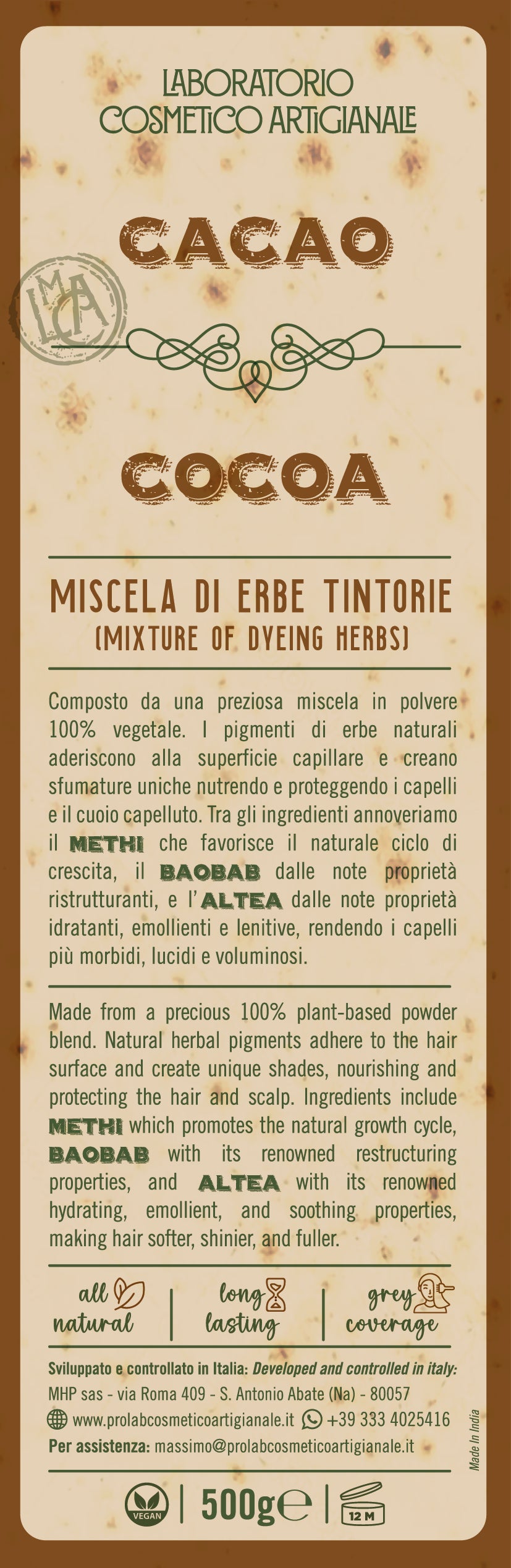 Miscela di Erbe Tintorie - Cacao 500 gr