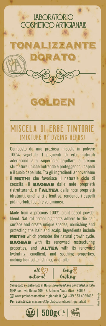 Miscela di Erbe Tintorie - Biondo Chiarissimo Tonalizzante Dorato 500 gr